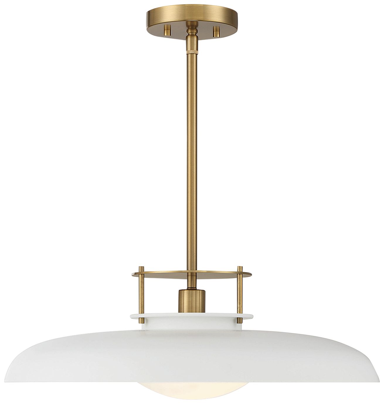 Image 3 Gavin 1-Light Pendant in White with Warm Brass Accents more views