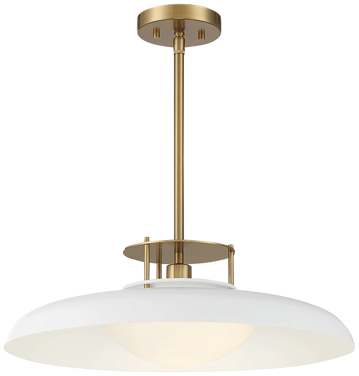 Image 4 Gavin 1-Light Pendant in White with Warm Brass Accents more views