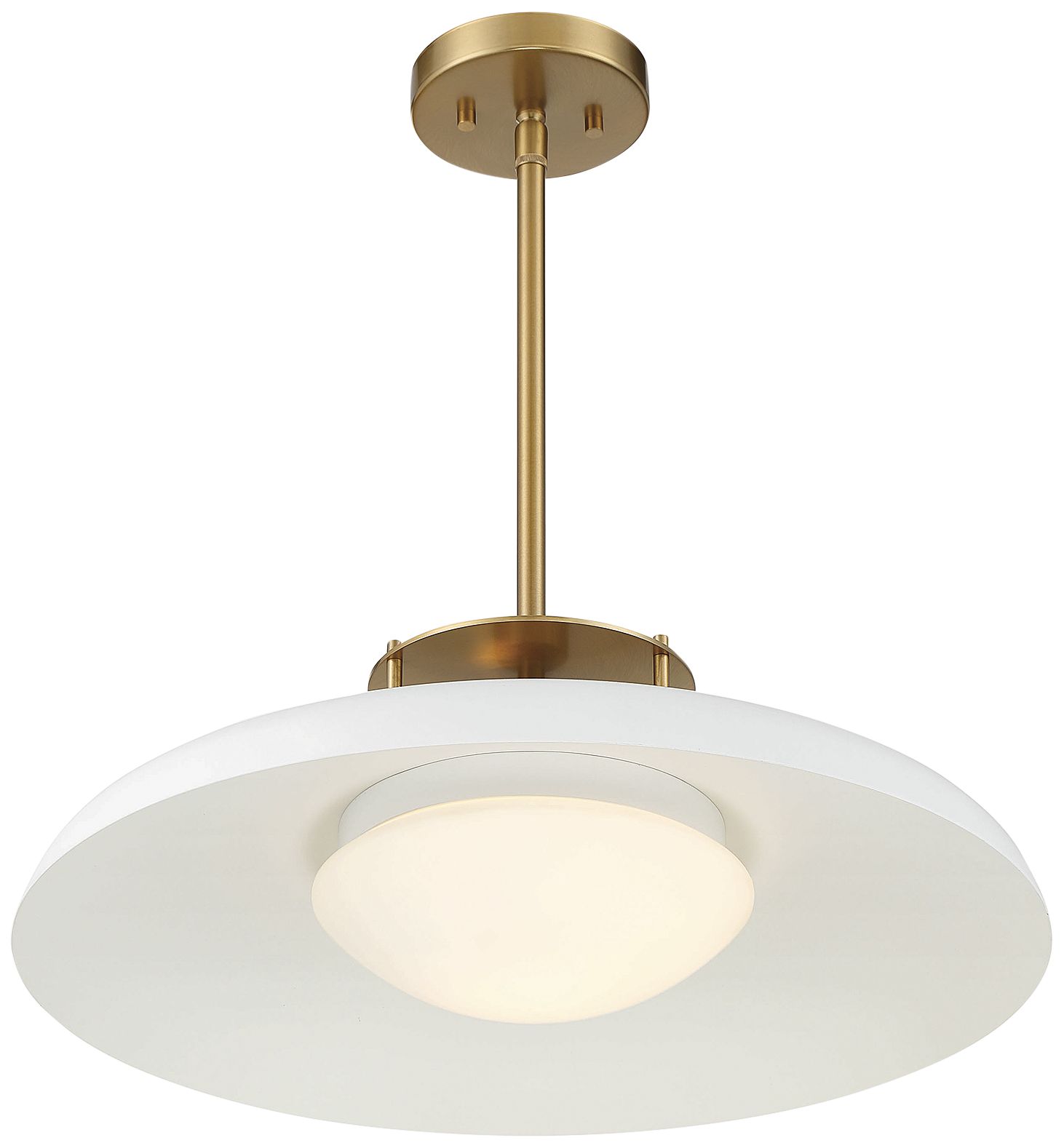 Image 5 Gavin 1-Light Pendant in White with Warm Brass Accents more views
