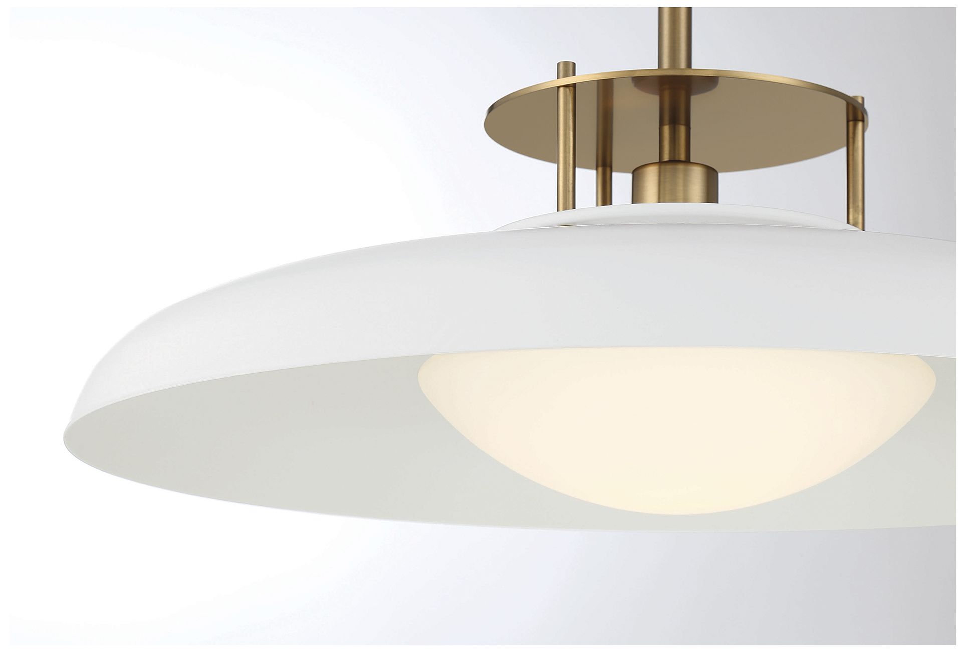 Image 6 Gavin 1-Light Pendant in White with Warm Brass Accents more views