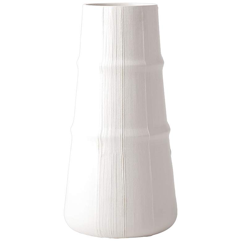 Image 1 Gavin 17 1/4" High Soft White Ribbed Decorative Vase