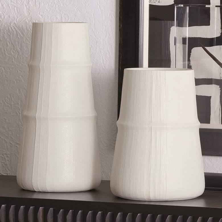 Image 3 Gavin 17 1/4" High Soft White Ribbed Decorative Vase more views