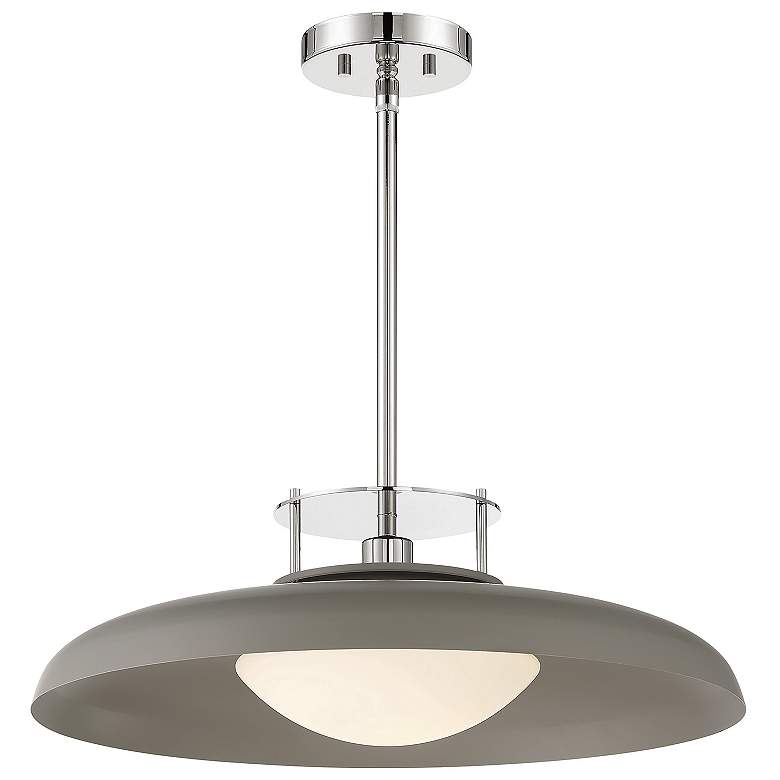Image 1 Gavin 20 inch Wide Gray with Polished Nickel Accents 1-Light Pendant