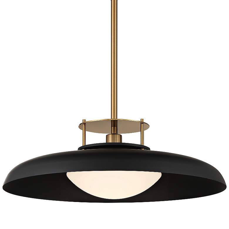 Image 1 Gavin 20 inch Wide Matte Black with Warm Brass Accents 1-Light Pendant