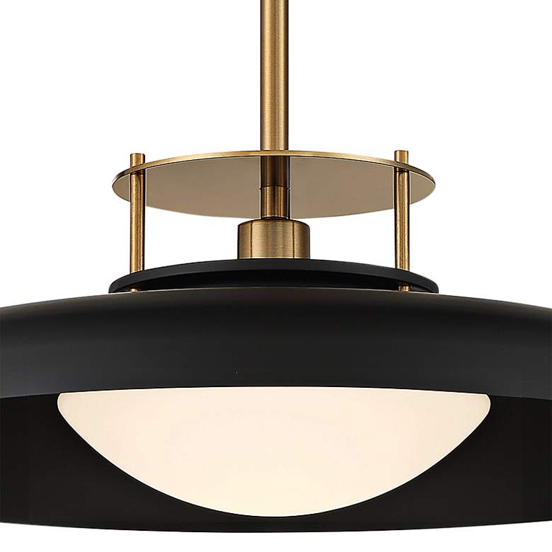 Image 3 Gavin 20" Wide Matte Black with Warm Brass Accents 1-Light Pendant more views