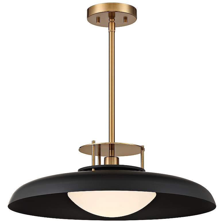 Image 5 Gavin 20" Wide Matte Black with Warm Brass Accents 1-Light Pendant more views