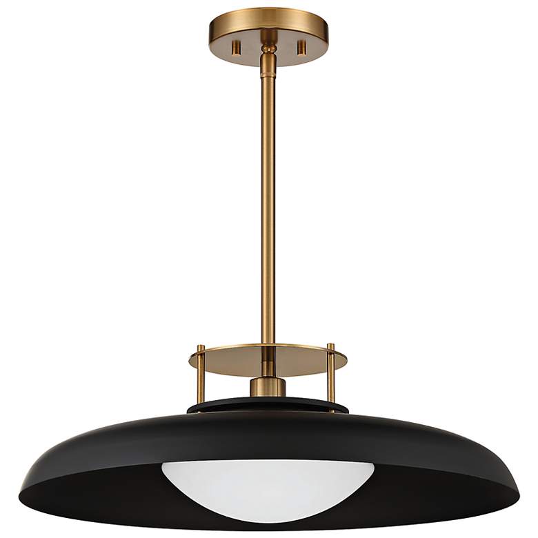 Image 6 Gavin 20" Wide Matte Black with Warm Brass Accents 1-Light Pendant more views