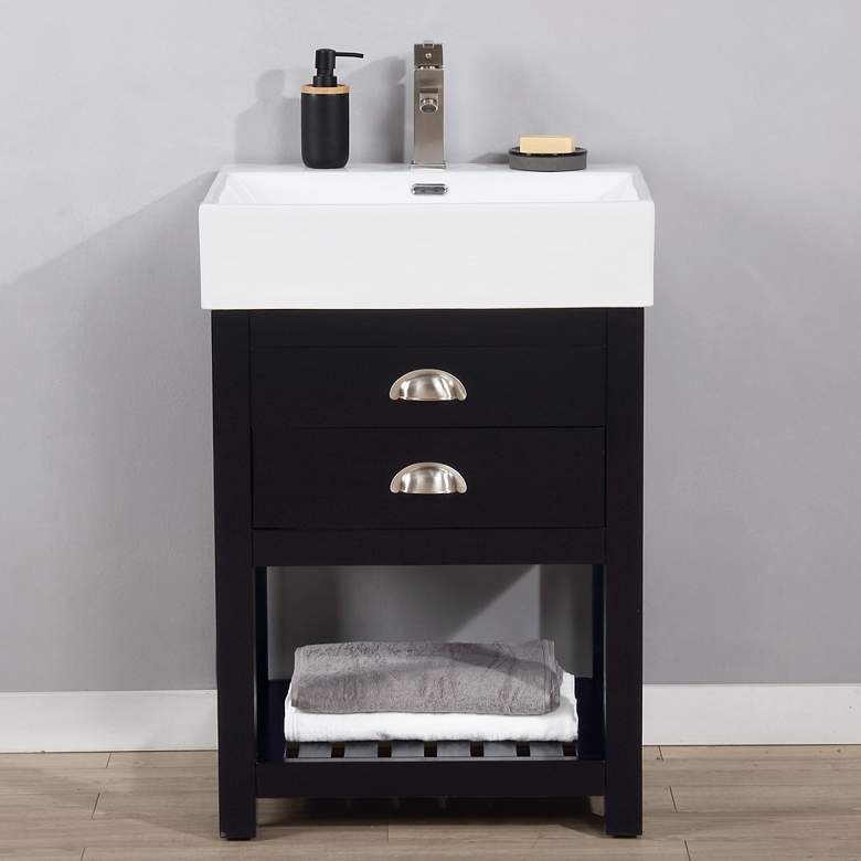 Image 1 Gavin 24" Wide Espresso Wood 1-Drawer Single Sink Vanity