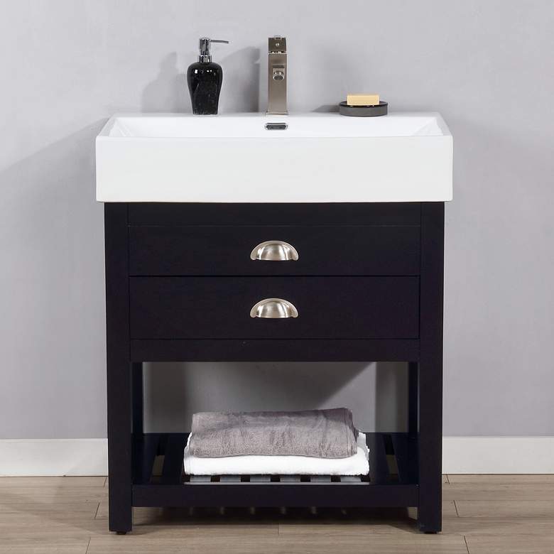 Image 1 Gavin 30" Wide Espresso Wood 1-Drawer Single Sink Vanity