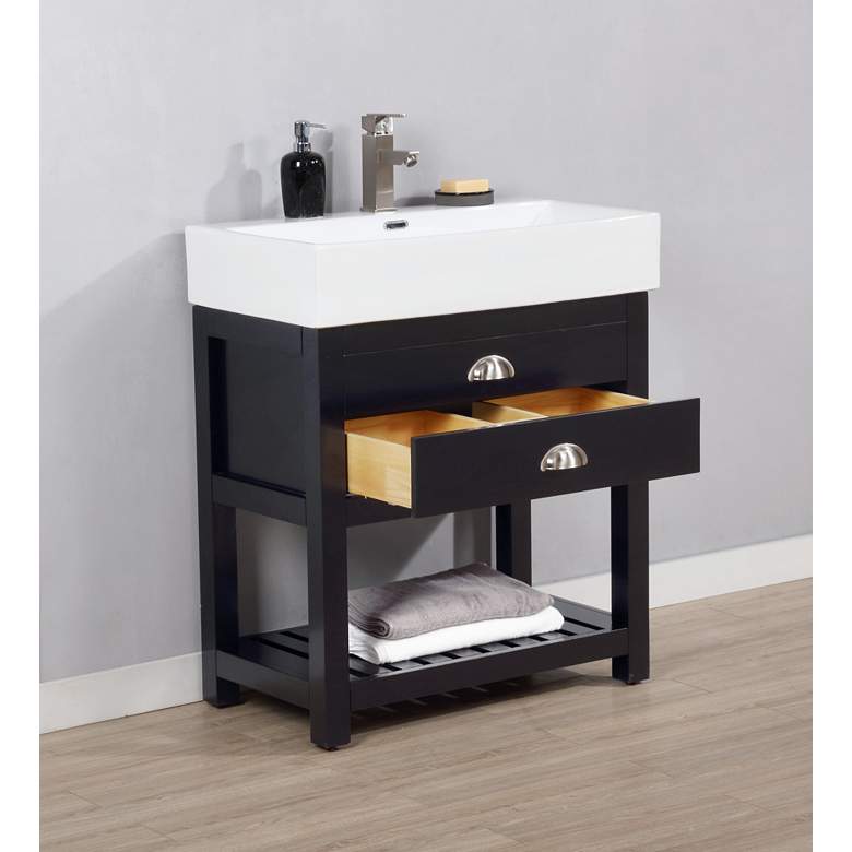 Image 5 Gavin 30 inch Wide Espresso Wood 1-Drawer Single Sink Vanity more views