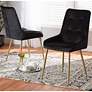 Gavino Black Velvet Fabric Tufted Dining Chairs Set of 2