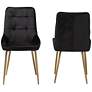 Gavino Black Velvet Fabric Tufted Dining Chairs Set of 2