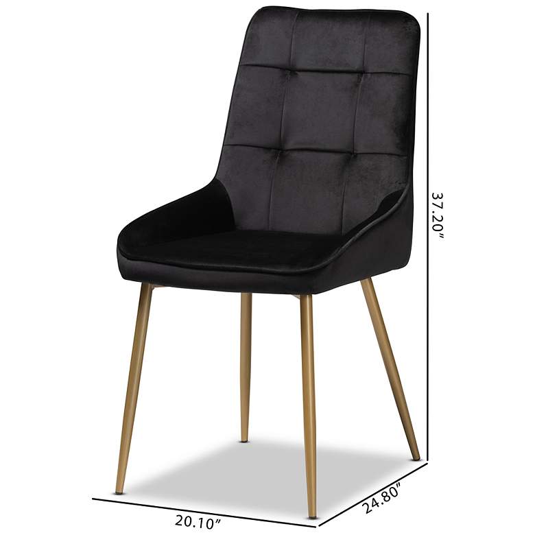 Image 7 Gavino Black Velvet Fabric Tufted Dining Chairs Set of 2 more views