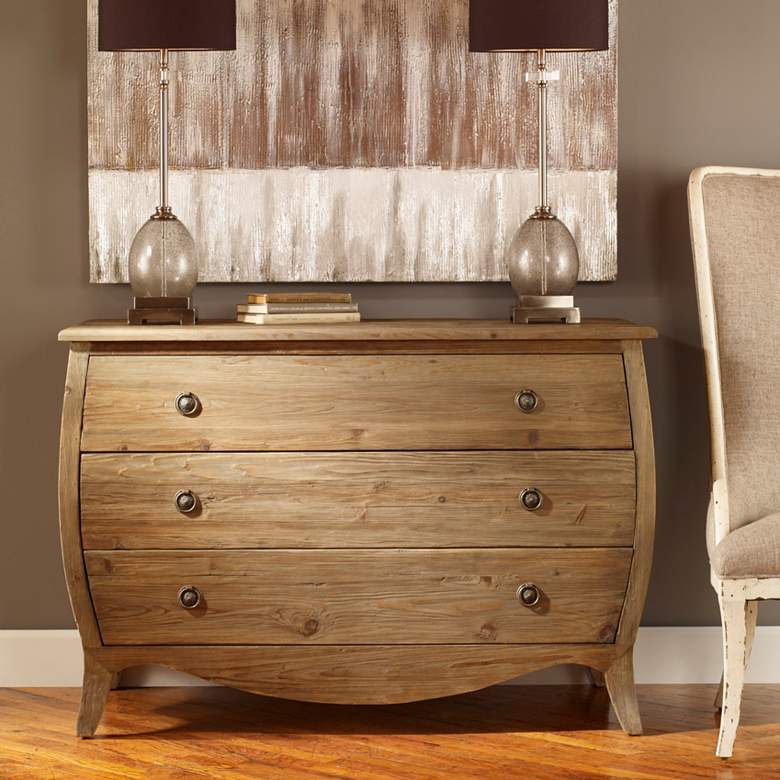 Image 1 Gavorrano 44" Wide Burnished Pine 3-Drawer Wood Foyer Chest