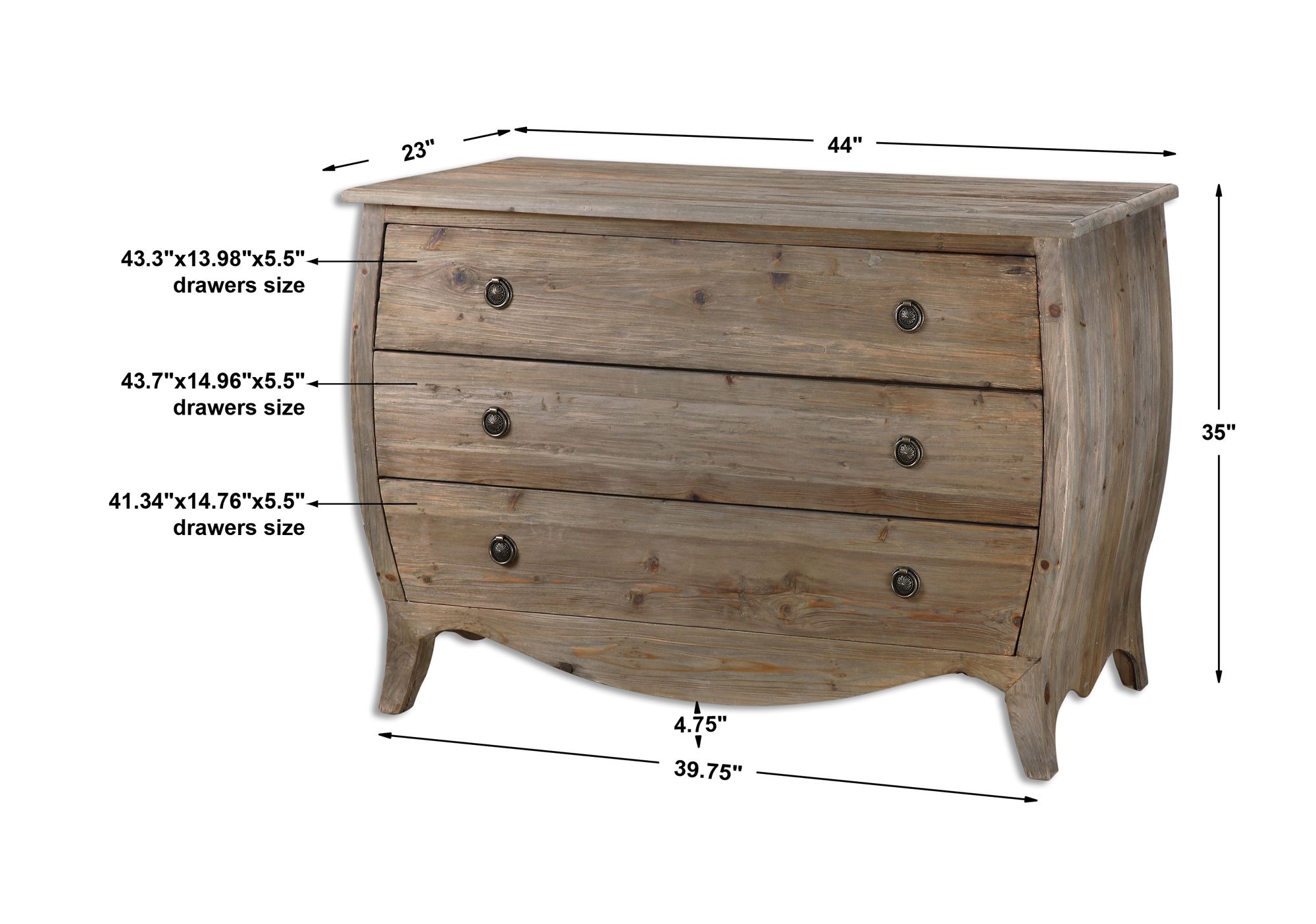 Image 5 Gavorrano 44" Wide Burnished Pine 3-Drawer Wood Foyer Chest more views