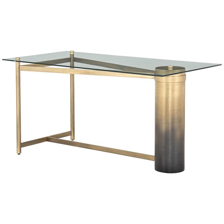 Image 1 Gaye 60" Wide Ombre Antique Brass Iron Desk