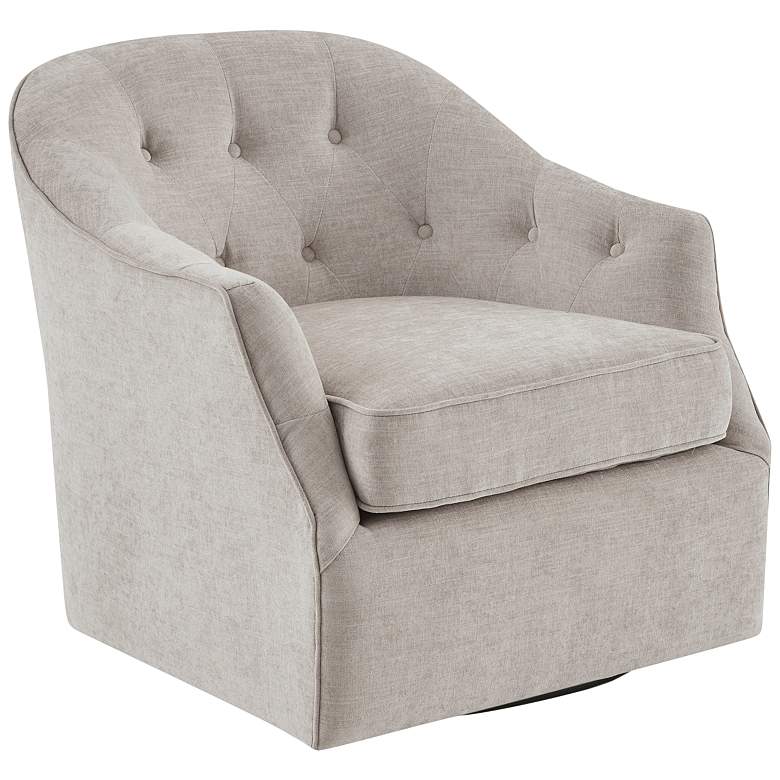 Image 2 Gayla Soft Natural Fabric Tufted Swivel Accent Chair
