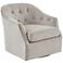 Gayla Soft Natural Fabric Tufted Swivel Accent Chair