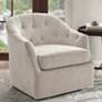 Gayla Soft Natural Fabric Tufted Swivel Accent Chair