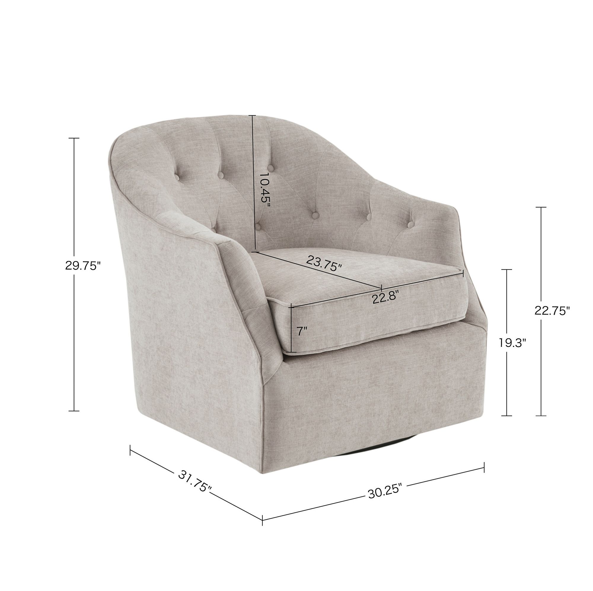 Gayla Soft Natural Fabric Tufted Swivel Accent Chair
