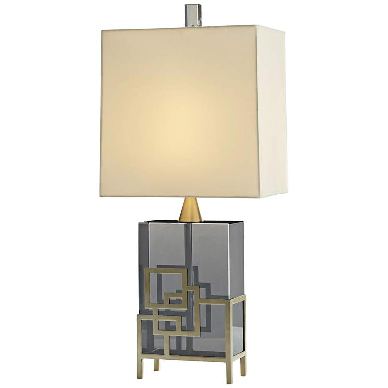 Image 1 Gayler Smoke Crystal and Pale Brass Table Lamp