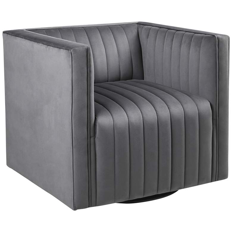 Image 2 Gayley Gray Tufted Swivel Accent Armchair
