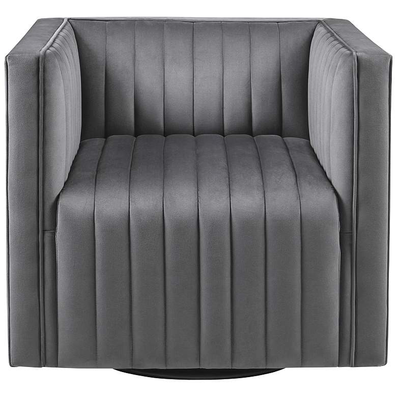 Image 4 Gayley Gray Tufted Swivel Accent Armchair more views