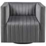 Gayley Gray Tufted Swivel Accent Armchair