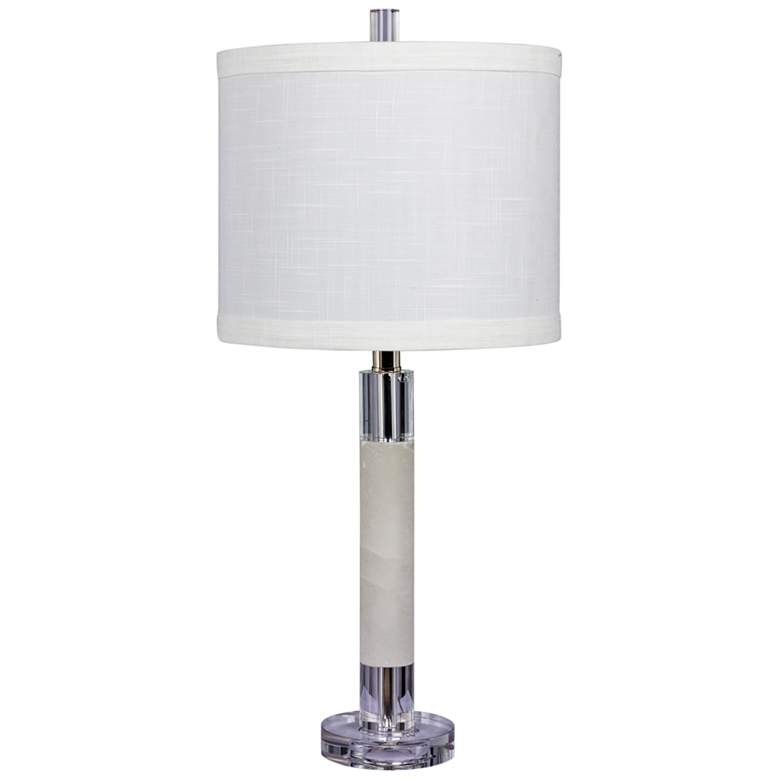Image 1 Gaylia Clear Crystal and Snow Marble Column Table Lamp