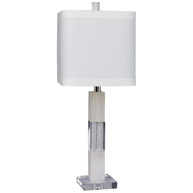 Image 1 Gaylia Crystal and Snow Marble Stacked Block Table Lamp