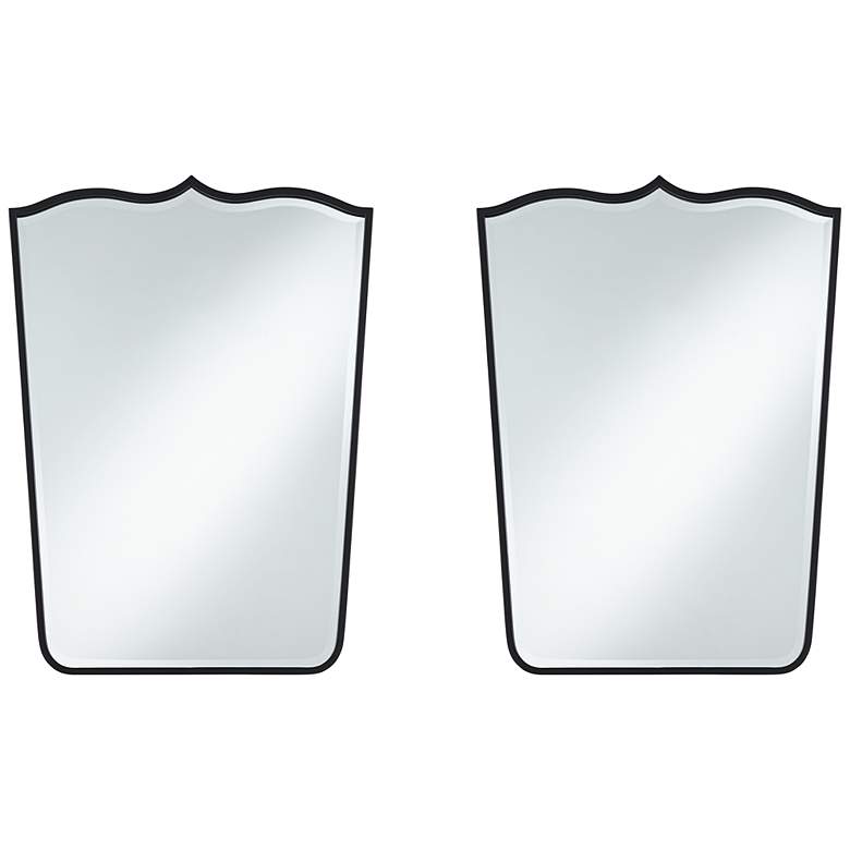 Image 1 Gaylia Satin Black 27" x 36 3/4" Curve Top Mirrors Set of 2