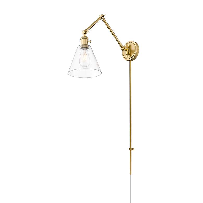 Image 5 Gayson Modern Gold Adjustable Wall Lamp with Clear Glass more views