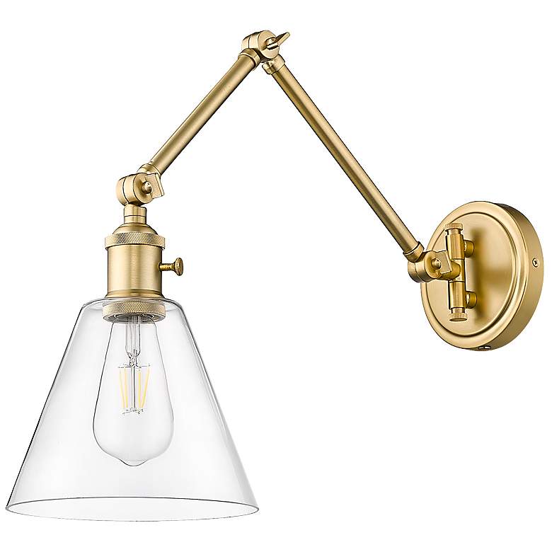 Image 7 Gayson Modern Gold Adjustable Wall Lamp with Clear Glass more views