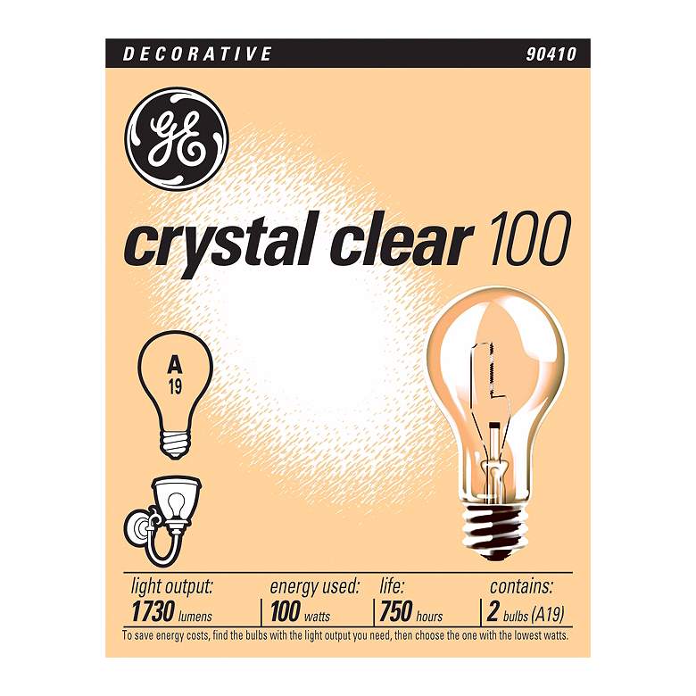 Image 1 GE 100 Watt 2-Pack Crystal Clear Light Bulbs