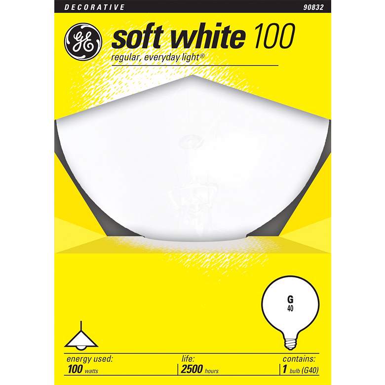 Image 1 GE 100 Watt G40 Medium Base White Globe Light Bulb