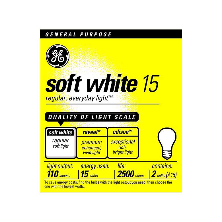Image 1 GE 15 Watt 2-Pack Soft White Light Bulbs