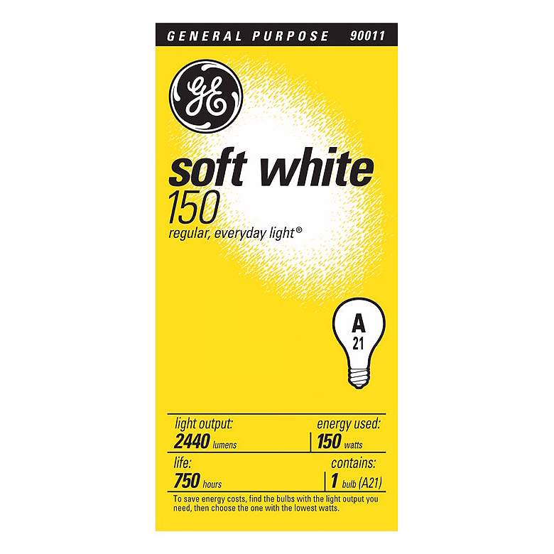 Image 1 GE 150 Watt A21 Soft White Standard Bulb