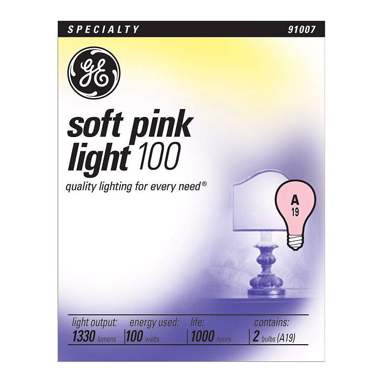 Image 1 GE 2-Pack 100 Watt Soft Pink Light Bulbs