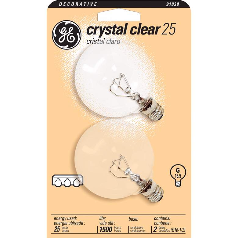 Image 1 GE 25 Watt  2-Pack Clear Candelabra Light Bulbs