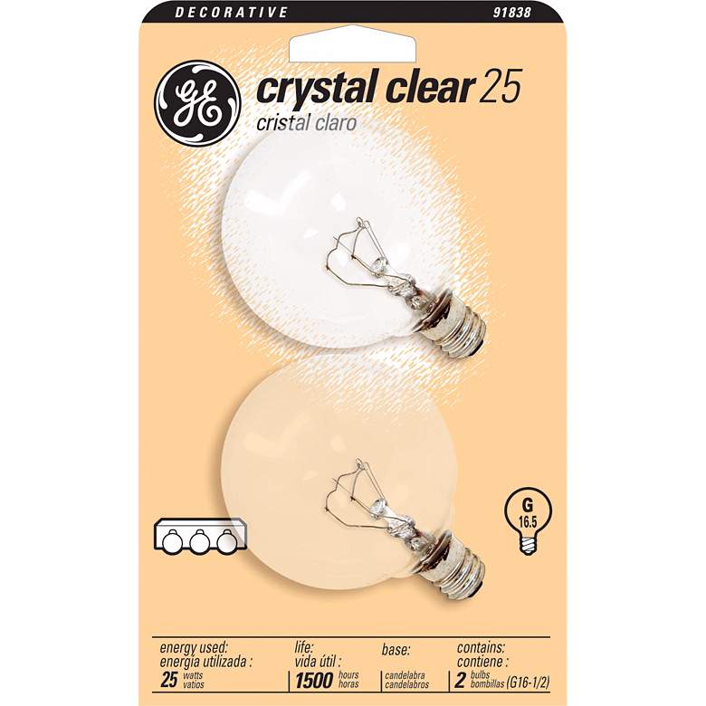 Image 1 GE 25 Watt 2-Pack Clear Candelabra Light Bulbs