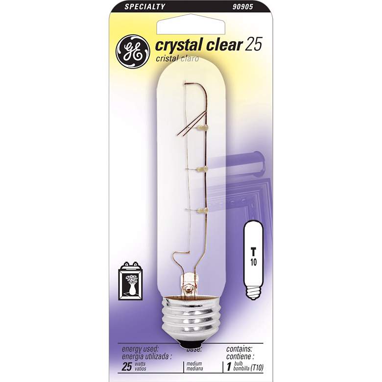 Image 1 GE 25 Watt T10 Clear Light Bulb