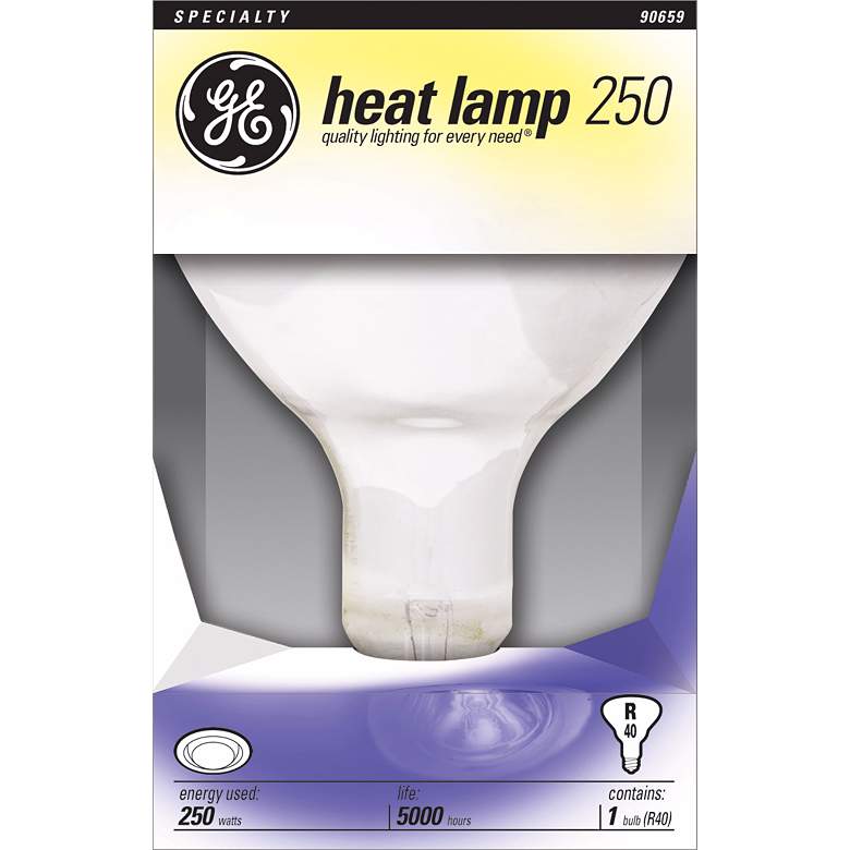 Image 1 GE 250 watt R-40 Standard Base Heat Lamp Bulb