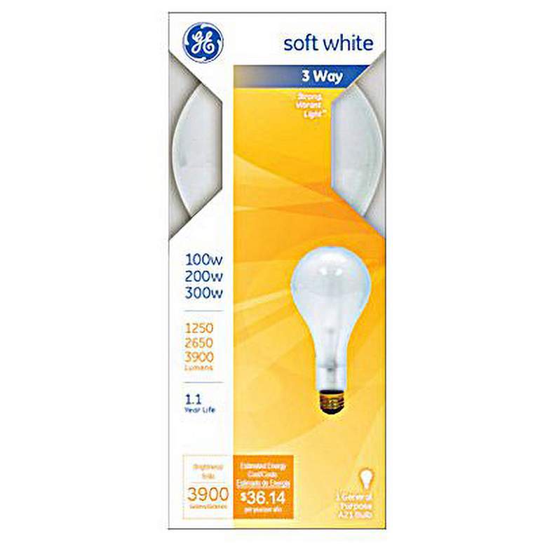 Image 1 GE 3-Way 100-200-300 Watt PS25 Mogul Base Light Bulb