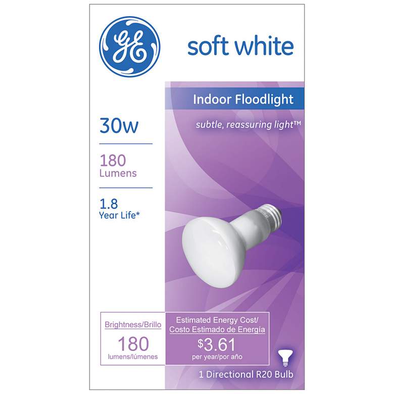 Image 1 GE 30-Watt R-20 Reflector Light Bulb