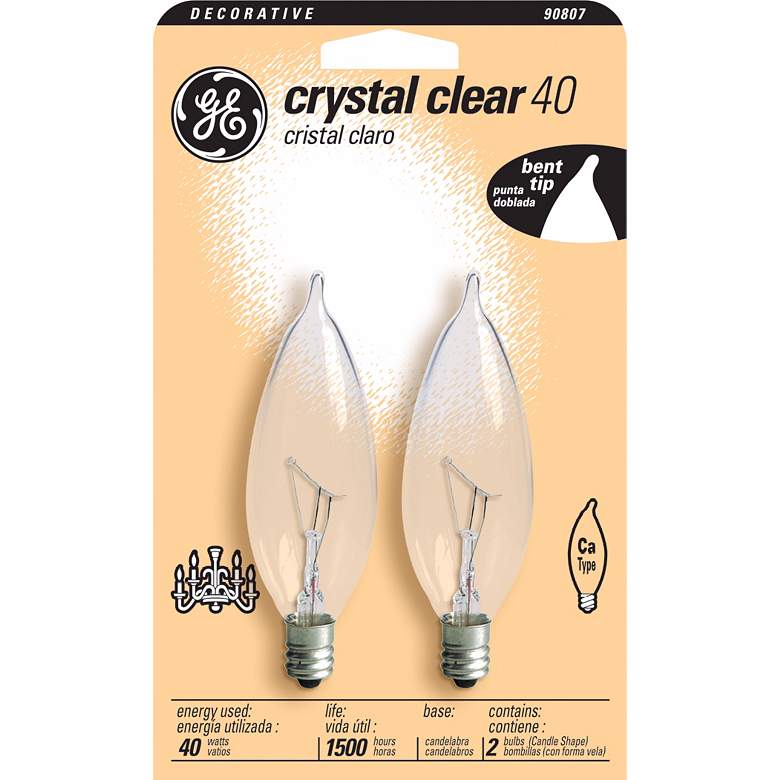 Image 1 GE 40 Watt 2-Pack Candelabra Light Bulbs