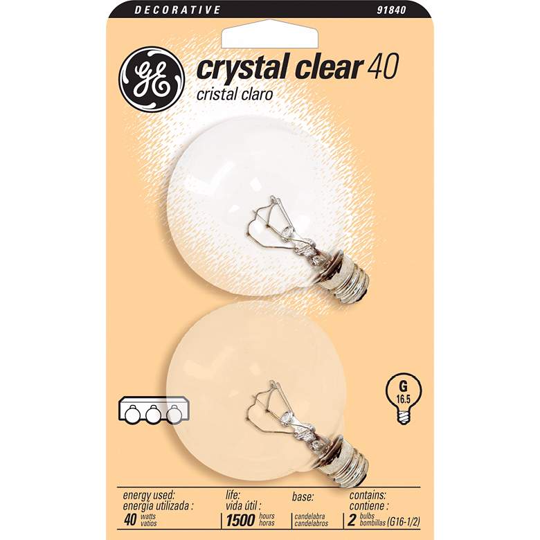 Image 1 GE 40 Watt 2-Pack Clear Glass Globe Light Bulbs