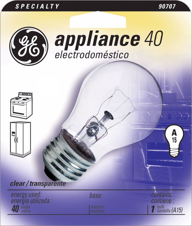 GE 40 Watt A15 Clear - Appliance Light Bulb - #90707
