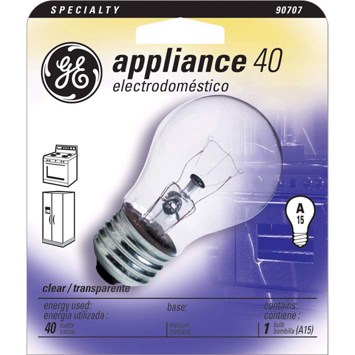 Two GE Appliance - A15 40W BULBS REFRIGERATOR OVEN MICROWAVE Fridge Light  Bulb . 43168909570