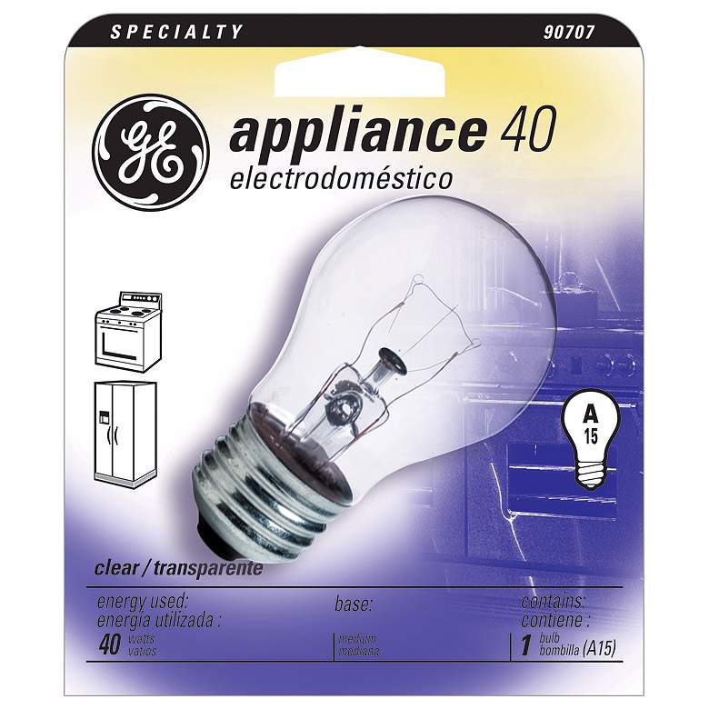 Image 1 GE 40 Watt A15 Clear - Appliance Light Bulb
