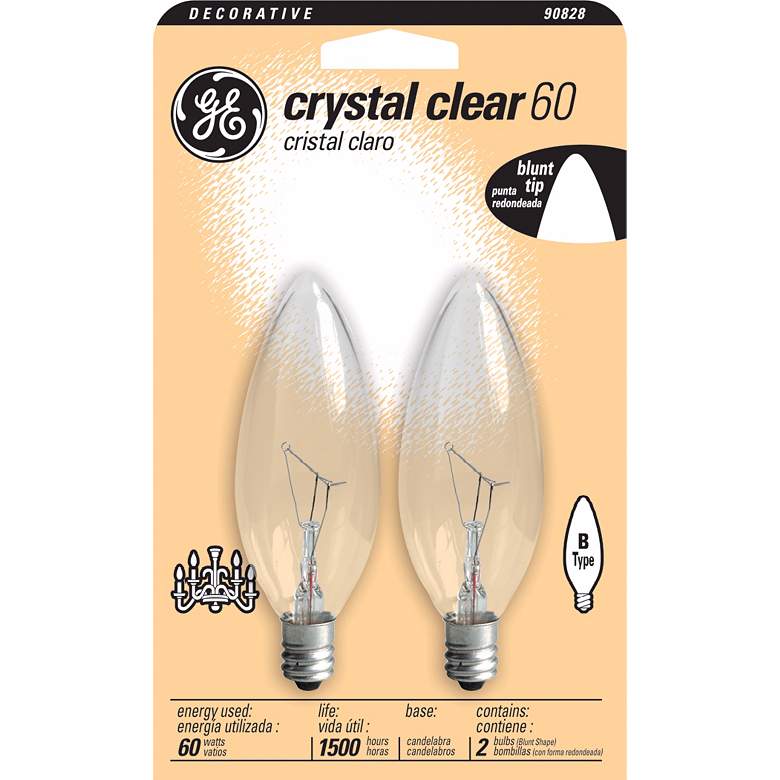 Image 1 GE 60 Watt 2-Pack Blunt Tip Candelabra Bulbs